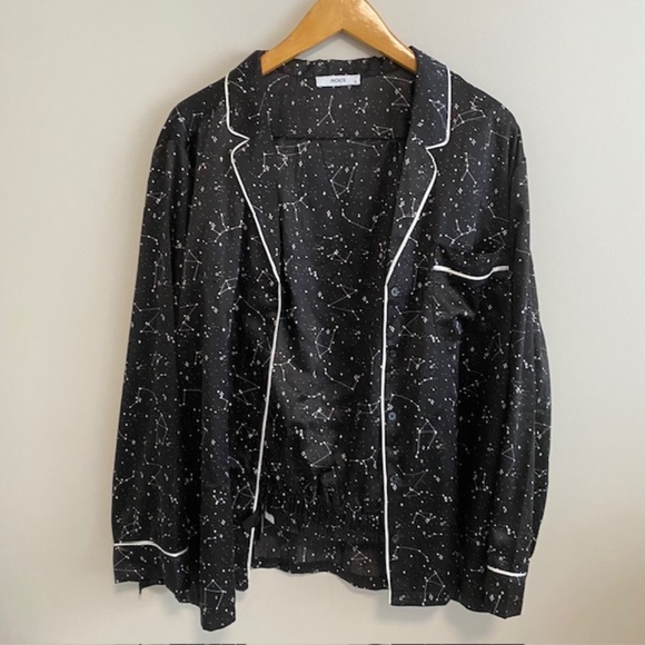 RICKY'S Celestial Black Constellation Pajama Set with White Accents Size XL - Picture 1 of 6